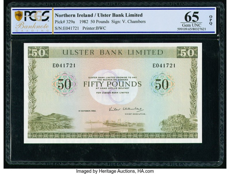 Northern Ireland Ulster Bank Limited 50 Pounds 1.10.1982 Pick 329a PCGS Gem UNC ...