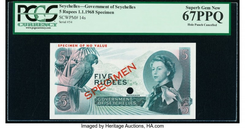 Seychelles Government of Seychelles 5 Rupees 1968 Pick 14s Color Trial Specimen ...