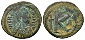 Anastasius I. 491-518. AE Half follis 
Condition: Very Fine

Weight: 8,92gr
Diameter: 27,53mm