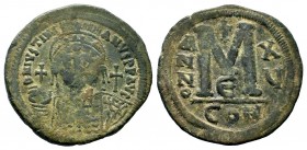 Justinianus I (527-565 AD). AE Follis
Condition: Very Fine

Weight: 21,09gr
Diameter: 38,07mm