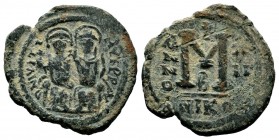 Justin II , with Sophia (565-578 AD). AE Follis
Condition: Very Fine

Weight: 12,99gr
Diameter: 31,13 mm