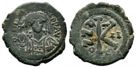 Maurice Tiberius. 582-602. AE follis 
Condition: Very Fine

Weight: 6,18 gr
Diameter: 23,35mm
