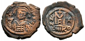 Maurice Tiberius. 582-602. AE follis 
Condition: Very Fine

Weight: 12,29gr
Diameter: 27,72mm