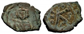 Justinian II, first reign (685-695), Follis 
Condition: Very Fine

Weight: 3,90 gr
Diameter: 24,86 mm