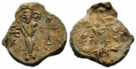 BYZANTINE LEAD SEALS. Unidentified (8th-13th centuries).
Condition: Very Fine

Weight:7,72 gr
Diameter: 19,78 mm