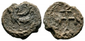BYZANTINE LEAD SEALS. Unidentified (8th-13th centuries).
Condition: Very Fine

Weight: 7,71 gr
Diameter: 18,80 mm