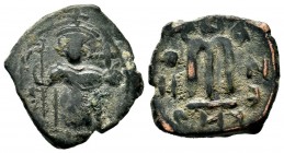ARAB-BYZANTINE, Rashidun Caliphate, AE fals, c. 637-643. 
Condition: Very Fine

Weight: 4,97 gr
Diameter: 19,90 mm