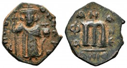 ARAB-BYZANTINE, Rashidun Caliphate, AE fals, c. 637-643. 
Condition: Very Fine

Weight: 5,34 gr
Diameter: 21,20 mm