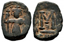 ARAB-BYZANTINE, Rashidun Caliphate, AE fals, c. 637-643. 
Condition: Very Fine

Weight:5,10 gr
Diameter: 25,06 mm