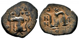 ARAB-BYZANTINE, Rashidun Caliphate, AE fals, c. 637-643. 
Condition: Very Fine

Weight: 2,38 gr
Diameter: 18,75 mm