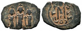 ARAB-BYZANTINE, Rashidun Caliphate, AE fals, c. 637-643. 
Condition: Very Fine

Weight: 5,11gr
Diameter: 26,35 mm