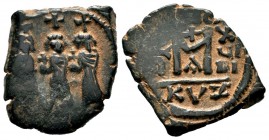 ARAB-BYZANTINE, Rashidun Caliphate, AE fals, c. 637-643. 
Condition: Very Fine

Weight:6,06 gr
Diameter: 19,70 mm