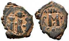 ARAB-BYZANTINE, Rashidun Caliphate, AE fals, c. 637-643. 
Condition: Very Fine

Weight: 7,15 gr
Diameter: 25,70 mm