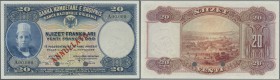 Albania / Albanien. 20 Franka Ari ND (1926) Specimen P. 3s, with zero serial numbers, cancellation holes, red overprint in condition: UNC.