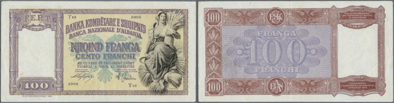 Albania / Albanien. 100 Franga ND(1940) P. 8 in condition: F+ to VF-.