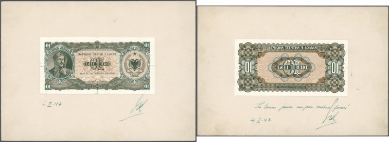 Albania / Albanien. Very rare proof prints from the printing works of the 10 Lel...