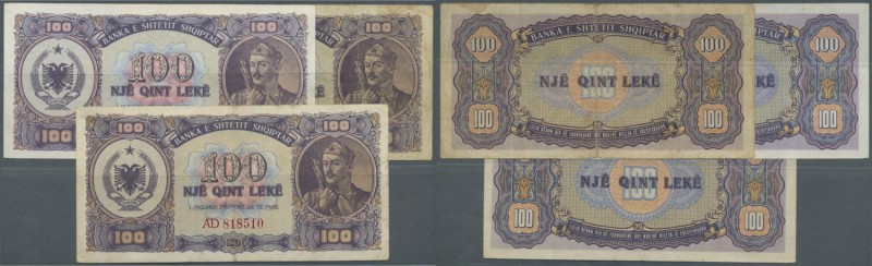 Albania / Albanien. Set of 3 notes 100 Leke 1947 P. 222, with prefix AA (F-), AB...