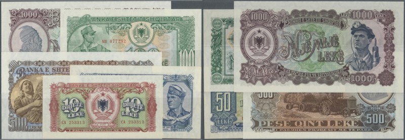 Albania / Albanien. Set of 5 banknotes containing 10, 50, 100, 500 and 1000 Leke...