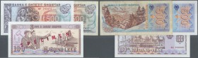 Albania / Albanien. Set of 3 banknotes containing 2x 500 Leke P. 48a 1991 and 48b 1996 (the first UNC, the second F) and 100 Leke 1991 Specimen P. 47s...