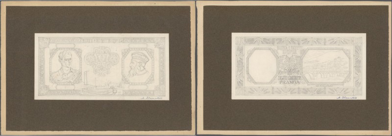 Albania / Albanien. Very rare hand executed design studies from the printing wor...