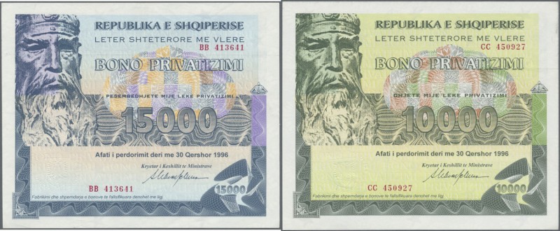Albania / Albanien. Set of 3 notes 10.000, 15.000 and 20.000 Leke 1996 P. NL, in...