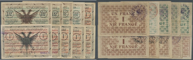 Albania / Albanien. Set of 10 banknotes containing 3x 1/2 Frange 1917 P. S141 se...