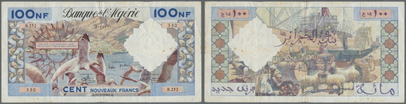 Algeria / Algerien. 100 Nouveaux Francs 1961, P.121b in used condition with some...