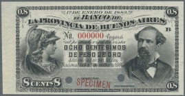 Argentina / Argentinien. 5 Centesimos 1883 Specimen P. S530s with red ”Specimen” overprint at lower border, two cancellation holes and zero serial num...