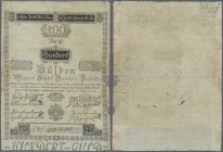 Austria / Österreich. Very rare high denomination 100 Gulden 1800 P. A35a, stronger used, seveal creases, paper shows lots of thinning resulting in so...