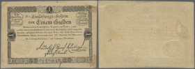 Austria / Österreich. 1 Gulden Einlösungs-Schein 1811, P.A44a rare issue and seldom offered note with several folds, traces of glue on back and on rig...