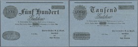 Austria / Österreich. 500 Gulden / 1000 Gulden 1816 FORMULAR P. A59b, A60b, the face of the 500 Gulden note is printed on one side, the face of the 10...