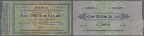 Austria / Österreich. 1.000.000 Kronen 1922 P. 82s with ”Muster” perforation at center, highly rare banknote issue, with a stronger center fold, light...