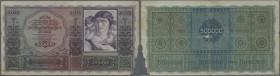 Austria / Österreich. 500.000 Kronen 1922 P. 84a, large size note, unfortunately with a larger missing part at lower right corner, a center folding, a...