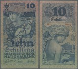 Austria / Österreich. 10 Schilling 1927 P. 94, used with folds, minor part of corner at upper right missing, no holes or tears, still strongness in pa...