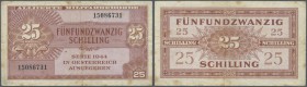 Austria / Österreich. 25 Schilling Alliierte Militärbehörde 1944, P.108, highly rare note in used condition with a number of brownish stains along the...