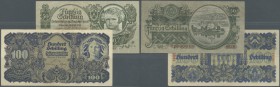 Austria / Österreich. Set of 2 notes containing 50 Schilling 1945 P. 117 (F+) and 100 Schilling 1945 P. 118 (VF+), nice set. (2 pcs)