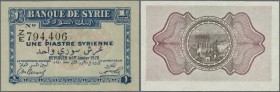 Syria / Syrien. 1 Piastre 1920 P. 6, only a light center fold, no holes or tears, still crisp original paper and colors, condition: XF.