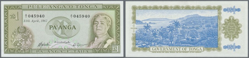 Tonga. 1 Pa'anga 12.04.1967, P.14b in nearly perfect condition, just a few very ...