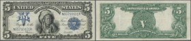 United States of America. 5 Dollars 1899 ”Chief” P. 340, large size silver certificate, crisp original paper and nice colors, no holes or tears, only ...