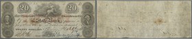 United States of America. Obsolete Currency Charleston, South Carloina, 20 Dollars 1838 P. NL, used with folds, stained paper, 2 holes in paper, condi...