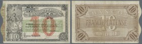 Uruguay. El Banco Franco-Platense 10 Pesos 1870, P.S171 in used condition with slightly stained paper and several folds. Condition: F