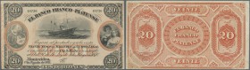 Uruguay. El Banco Franco-Paltense 2 Doblones = 20 Pesos 1870 P. S173br remainder, unsigned, only light folds in paper, one pinhole, crispness in paper...