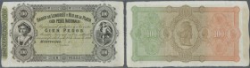 Uruguay. Banco de Londres y Rio de la Plata 100 Pesos 1862 unsigned remainder, P.S245r in excellent condition for this large size format Banknote and ...