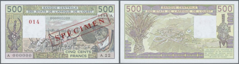 West African States / West-Afrikanische Staaten. 500 Francs 1990 SPECIMEN with l...