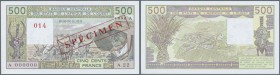 West African States / West-Afrikanische Staaten. 500 Francs 1990 SPECIMEN with letter ”A” for Ivory Coast, P.106As in UNC condition