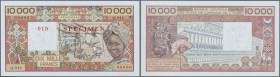 West African States / West-Afrikanische Staaten. 10.000 Francs ND(1977-92) SPECIMEN with letter ”A” for Ivory Coast, P.109As in UNC condition