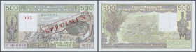 West African States / West-Afrikanische Staaten. 500 Francs 1990 SPECIMEN with letter ”C” for Burkina Faso, P.306Cs in UNC condition