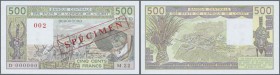 West African States / West-Afrikanische Staaten. 500 Francs 1990 SPECIMEN with letter ”D” for Mali, P.406Ds in UNC condition