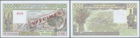 West African States / West-Afrikanische Staaten. 500 Francs 1990 SPECIMEN with letter ”H” for Niger, P.606Hs in UNC condition