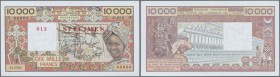 West African States / West-Afrikanische Staaten. 10.000 Francs ND(1977-92) SPECIMEN with letter ”T” for Togo, P.809Ts in UNC condition